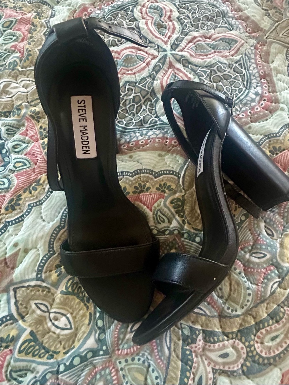 Steve Madden Black Open-Toe Block Heel Sandals